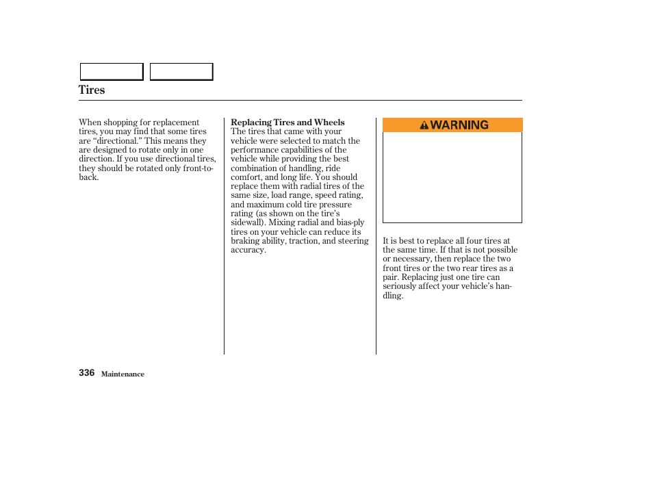 Tires | Acura 2003 MDX - Owner's Manual User Manual | Page 340 / 420