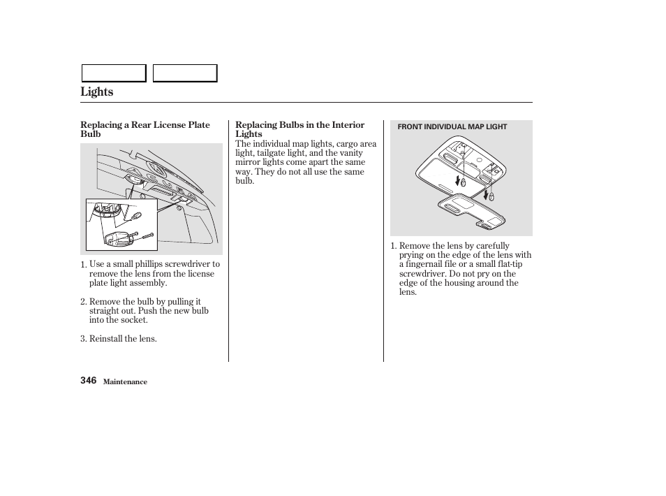 Lights | Acura 2003 MDX - Owner's Manual User Manual | Page 350 / 420
