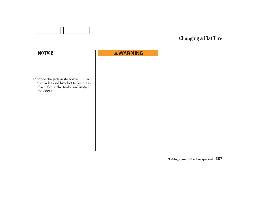 Changing a flat tire | Acura 2003 MDX - Owner's Manual User Manual | Page 371 / 420