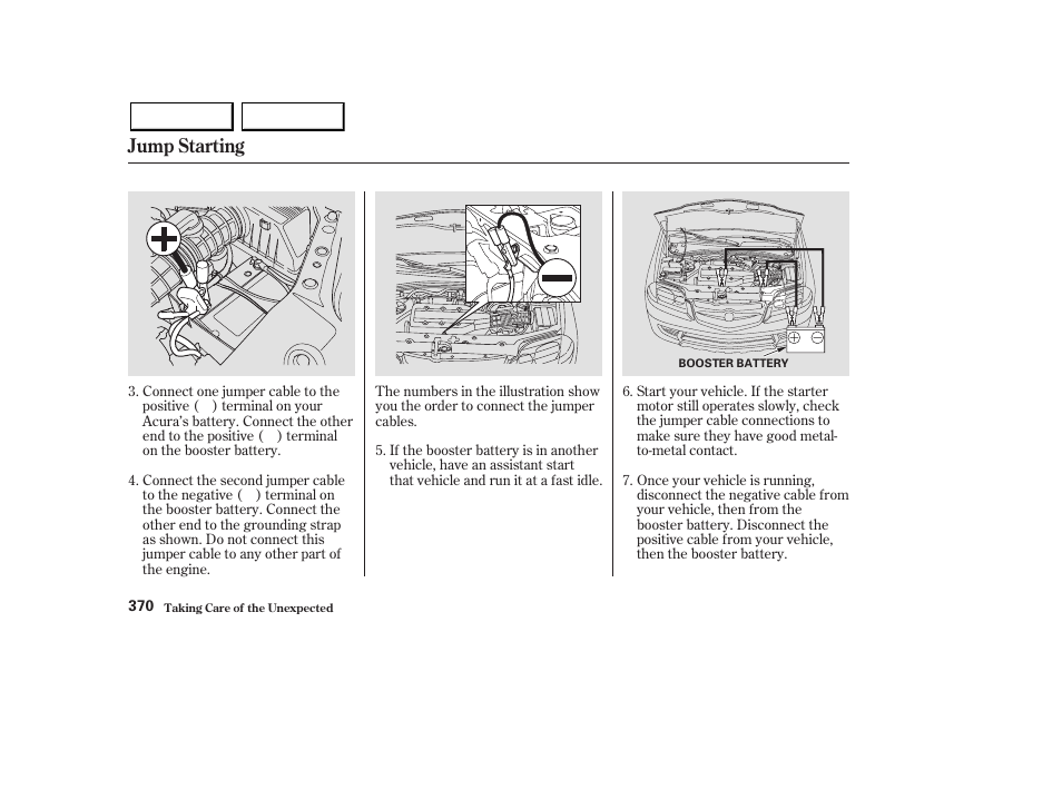 Jump starting | Acura 2003 MDX - Owner's Manual User Manual | Page 374 / 420