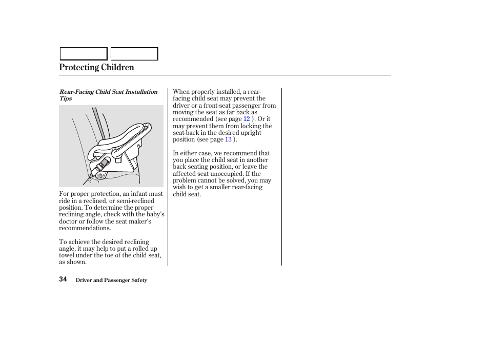 Protecting children | Acura 2003 MDX - Owner's Manual User Manual | Page 38 / 420