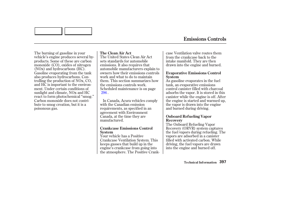 Emissions controls | Acura 2003 MDX - Owner's Manual User Manual | Page 401 / 420