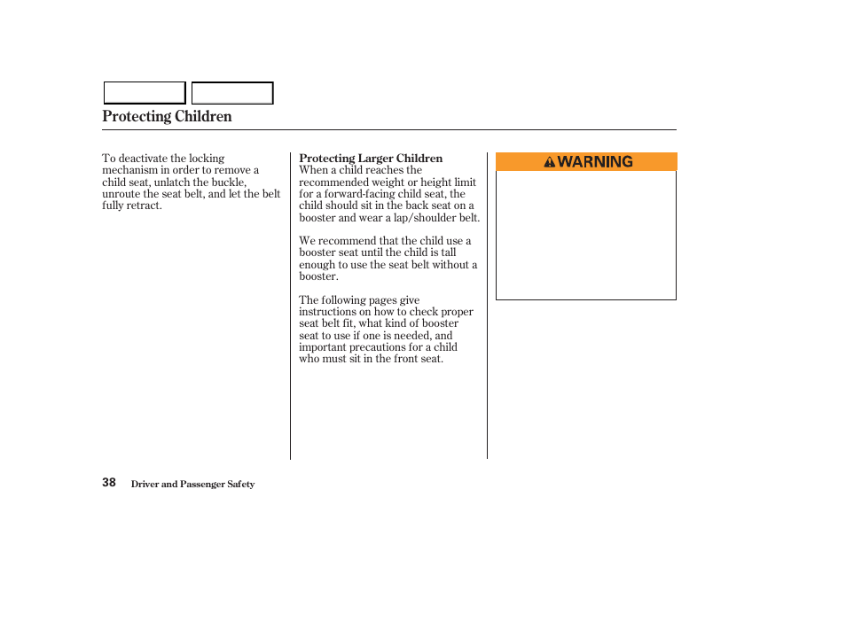 Protecting children | Acura 2003 MDX - Owner's Manual User Manual | Page 42 / 420