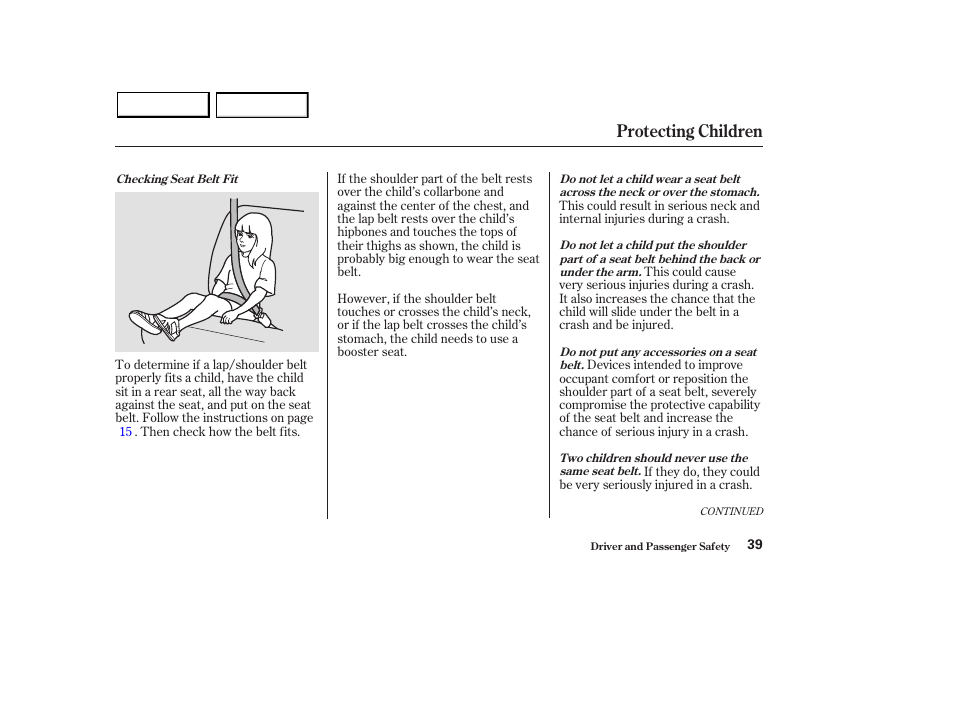 Protecting children | Acura 2003 MDX - Owner's Manual User Manual | Page 43 / 420