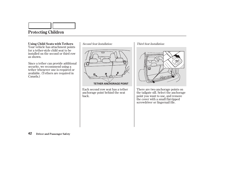 Protecting children | Acura 2003 MDX - Owner's Manual User Manual | Page 46 / 420