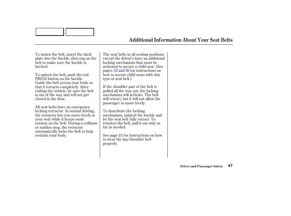 Additional information about your seat belts | Acura 2003 MDX - Owner's Manual User Manual | Page 51 / 420