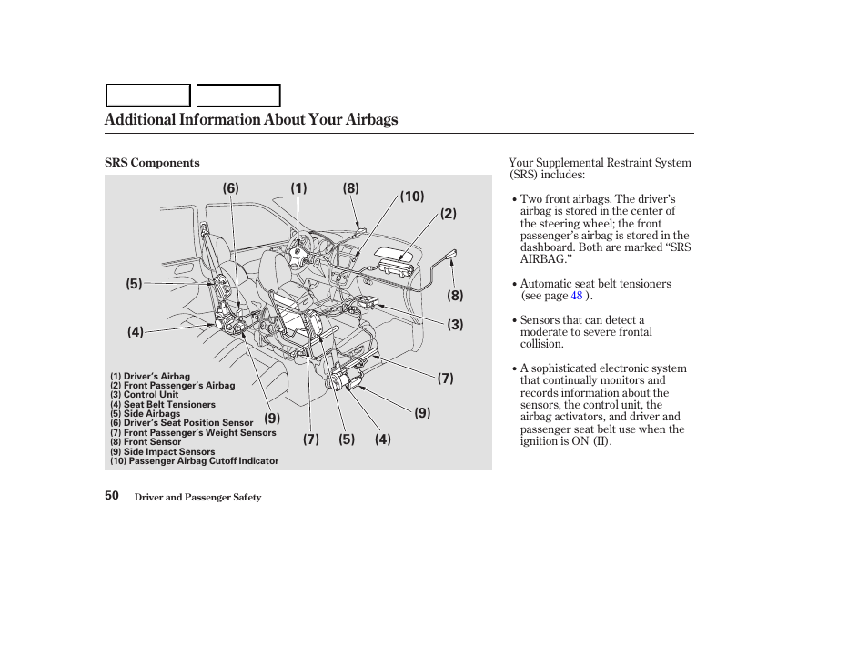 Additional information about your airbags | Acura 2003 MDX - Owner's Manual User Manual | Page 54 / 420