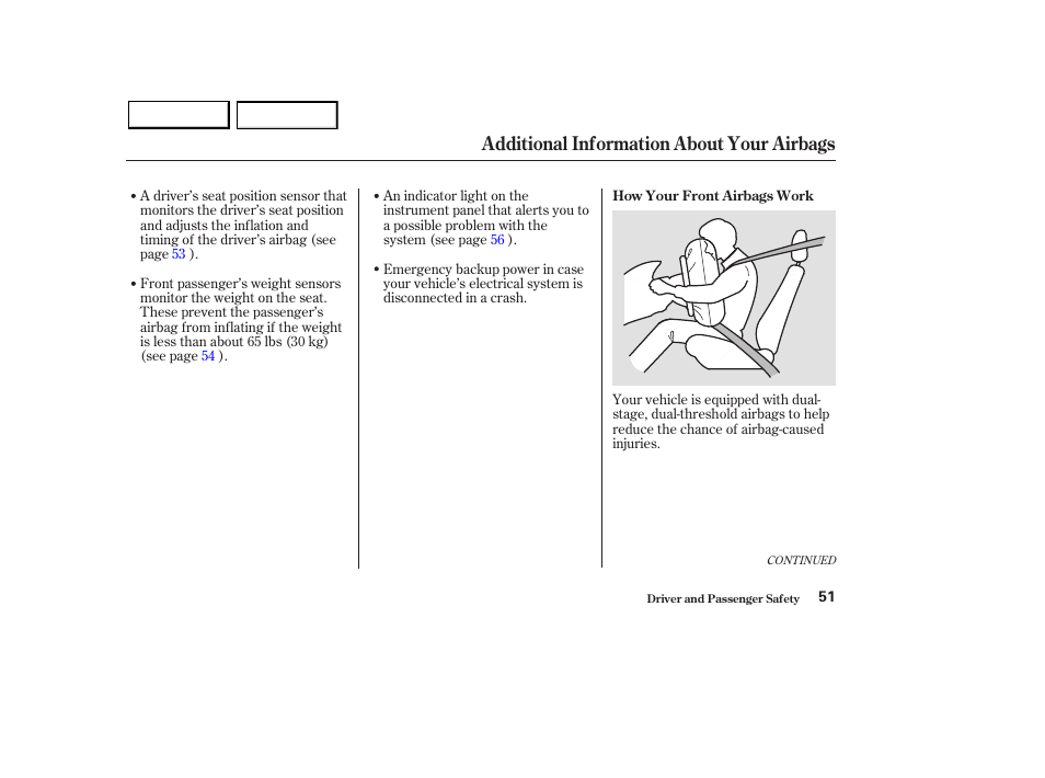 Additional information about your airbags | Acura 2003 MDX - Owner's Manual User Manual | Page 55 / 420