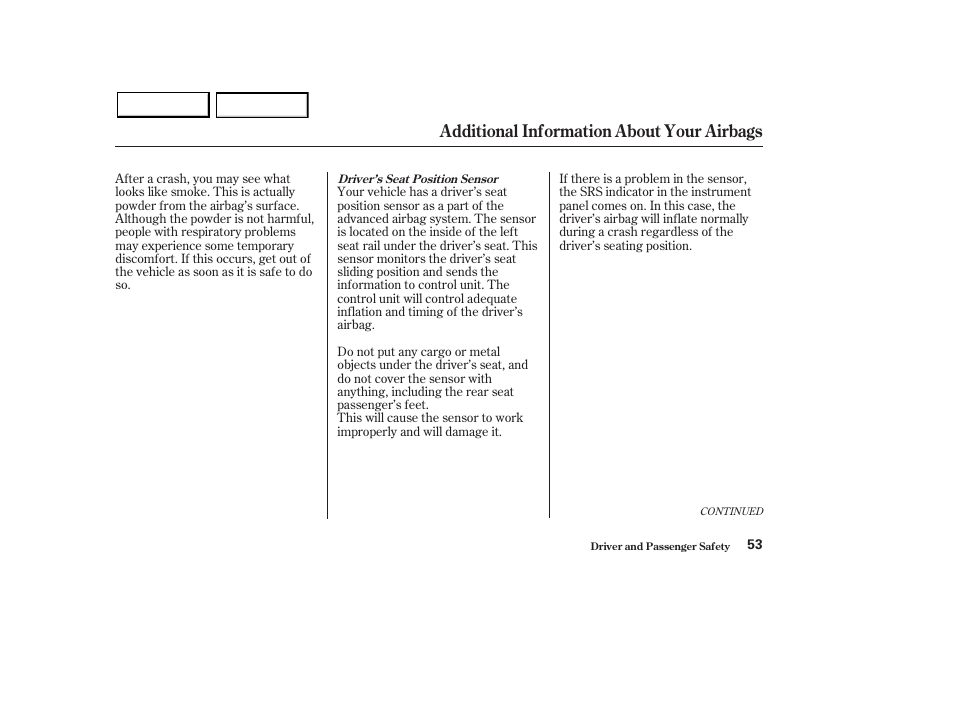 Additional information about your airbags | Acura 2003 MDX - Owner's Manual User Manual | Page 57 / 420