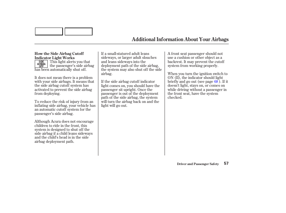 Additional information about your airbags | Acura 2003 MDX - Owner's Manual User Manual | Page 61 / 420