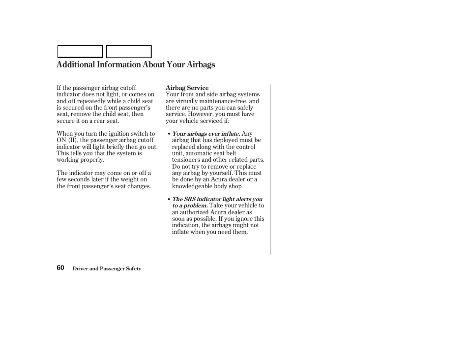Additional information about your airbags | Acura 2003 MDX - Owner's Manual User Manual | Page 64 / 420