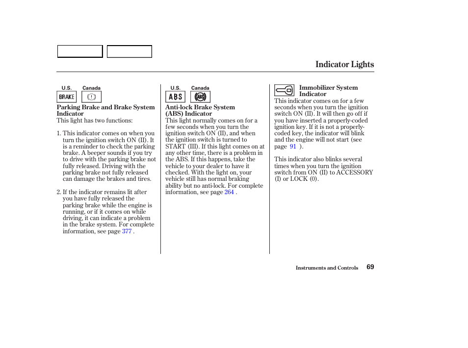 Indicator lights | Acura 2003 MDX - Owner's Manual User Manual | Page 73 / 420