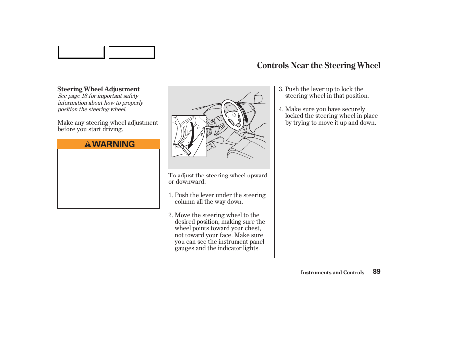 Controls near the steering wheel | Acura 2003 MDX - Owner's Manual User Manual | Page 93 / 420