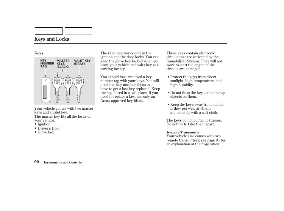 Keys and locks | Acura 2003 MDX - Owner's Manual User Manual | Page 94 / 420