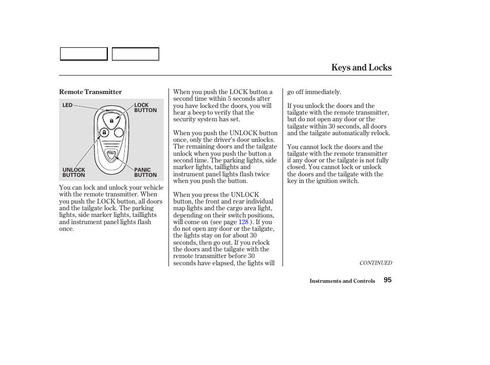 Keys and locks | Acura 2003 MDX - Owner's Manual User Manual | Page 99 / 420