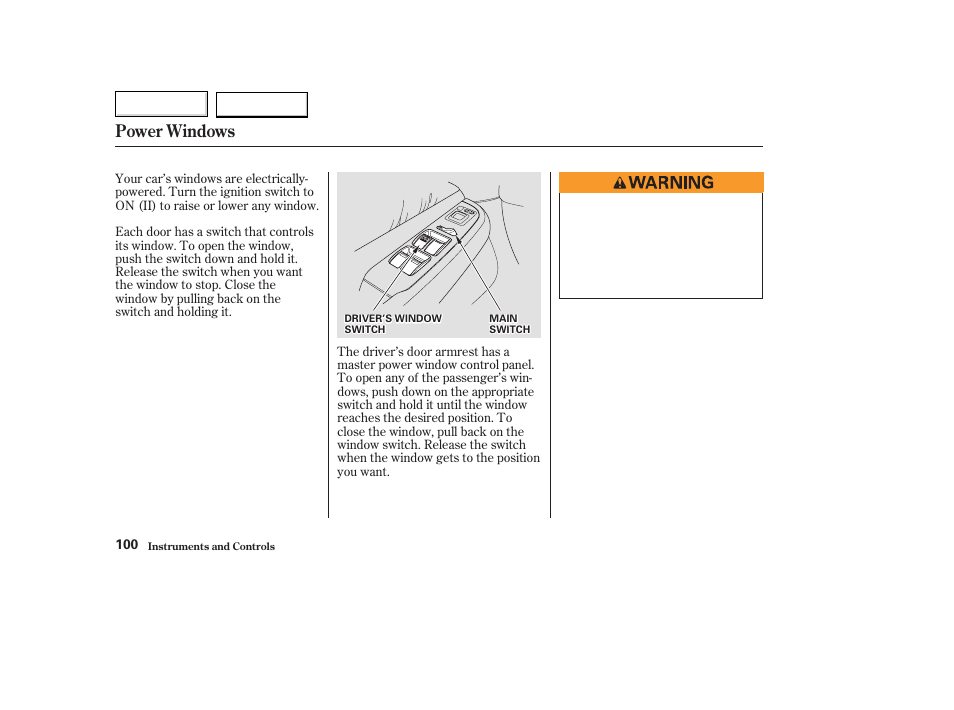 Power windows | Acura 2003 TL - Owner's Manual User Manual | Page 103 / 347