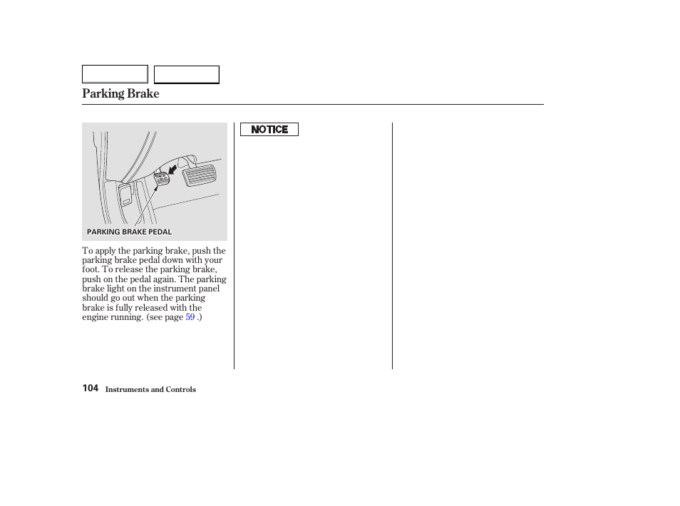 Parking brake | Acura 2003 TL - Owner's Manual User Manual | Page 107 / 347