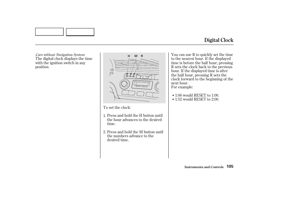 Digital clock | Acura 2003 TL - Owner's Manual User Manual | Page 108 / 347