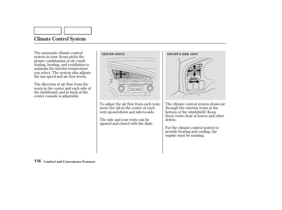 Climate control system | Acura 2003 TL - Owner's Manual User Manual | Page 119 / 347