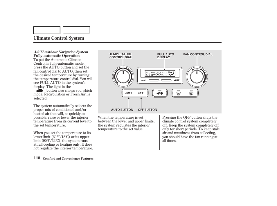 Climate control system | Acura 2003 TL - Owner's Manual User Manual | Page 121 / 347