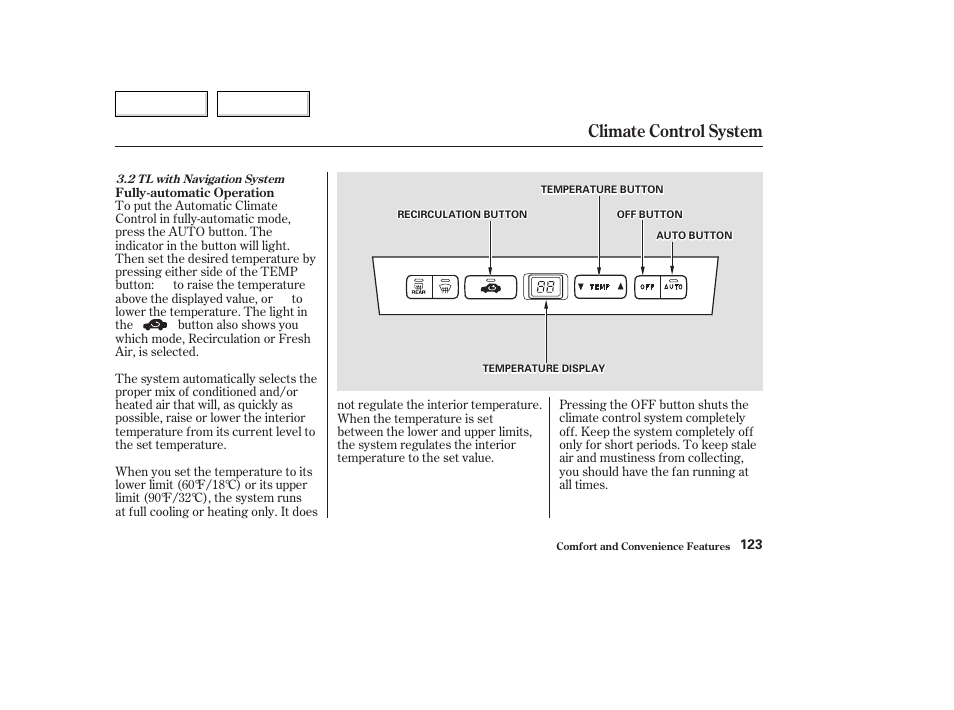 Climate control system | Acura 2003 TL - Owner's Manual User Manual | Page 126 / 347