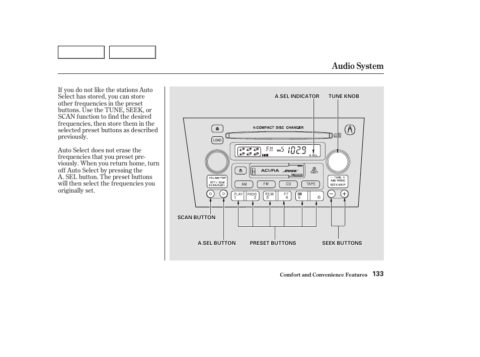Audio system | Acura 2003 TL - Owner's Manual User Manual | Page 136 / 347
