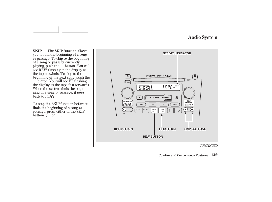 Audio system | Acura 2003 TL - Owner's Manual User Manual | Page 142 / 347
