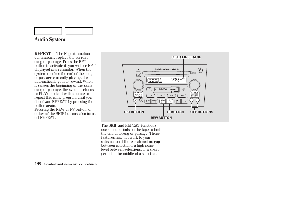 Audio system | Acura 2003 TL - Owner's Manual User Manual | Page 143 / 347