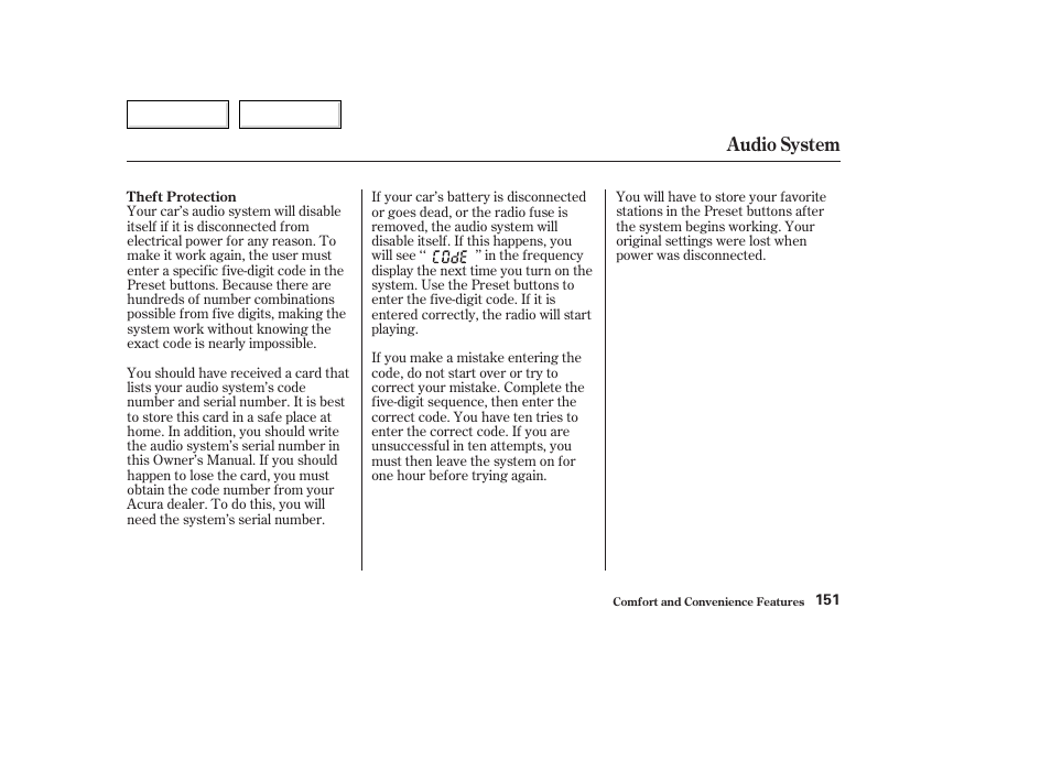 Audio system | Acura 2003 TL - Owner's Manual User Manual | Page 154 / 347