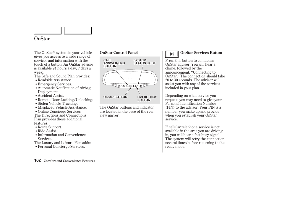 Onstar | Acura 2003 TL - Owner's Manual User Manual | Page 165 / 347