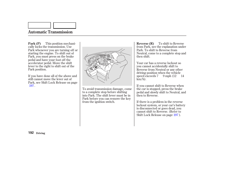 Automatic transmission | Acura 2003 TL - Owner's Manual User Manual | Page 195 / 347
