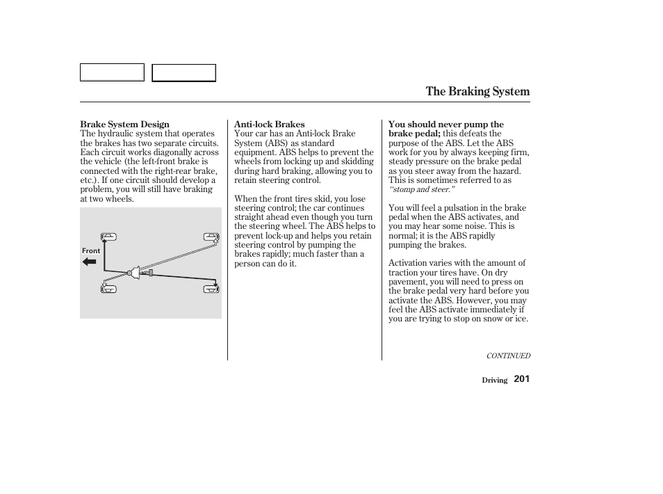 The braking system | Acura 2003 TL - Owner's Manual User Manual | Page 204 / 347