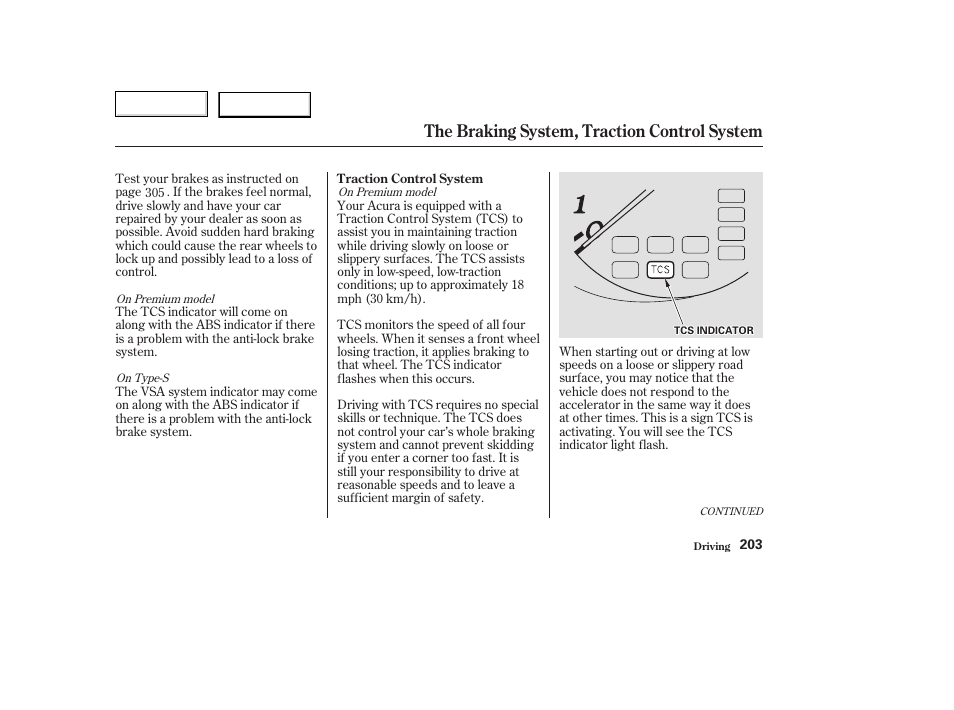 The braking system, traction control system | Acura 2003 TL - Owner's Manual User Manual | Page 206 / 347