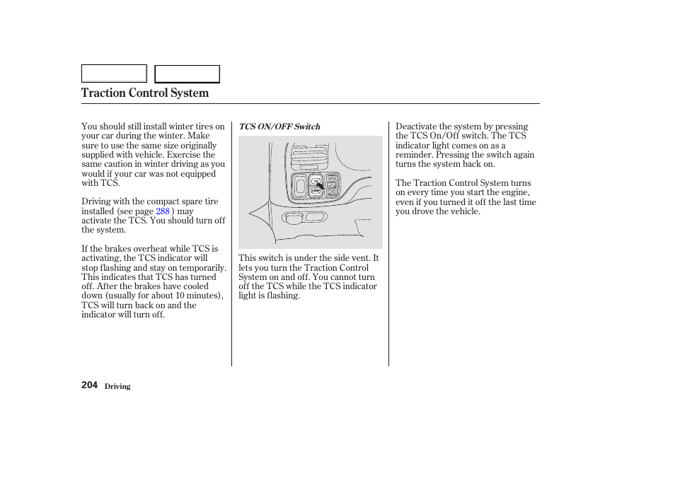 Traction control system | Acura 2003 TL - Owner's Manual User Manual | Page 207 / 347