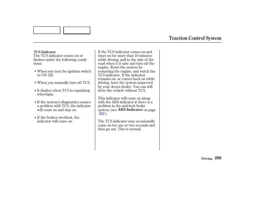 Traction control system | Acura 2003 TL - Owner's Manual User Manual | Page 208 / 347