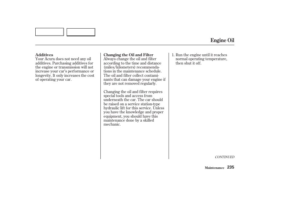 Engine oil | Acura 2003 TL - Owner's Manual User Manual | Page 238 / 347