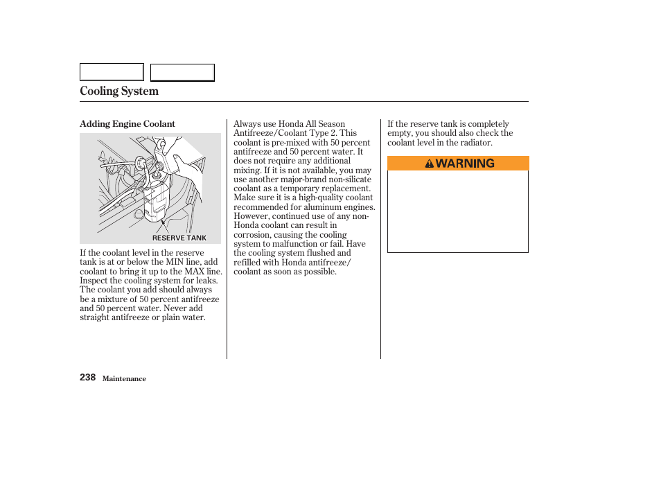 Cooling system | Acura 2003 TL - Owner's Manual User Manual | Page 241 / 347