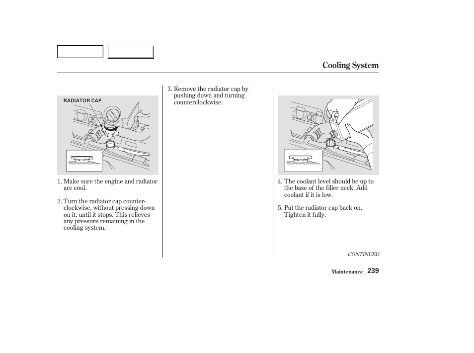 Cooling system | Acura 2003 TL - Owner's Manual User Manual | Page 242 / 347