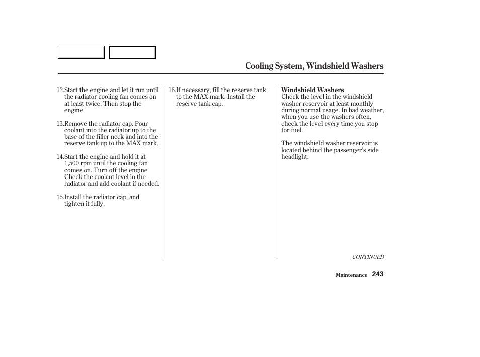 Cooling system, windshield washers | Acura 2003 TL - Owner's Manual User Manual | Page 246 / 347