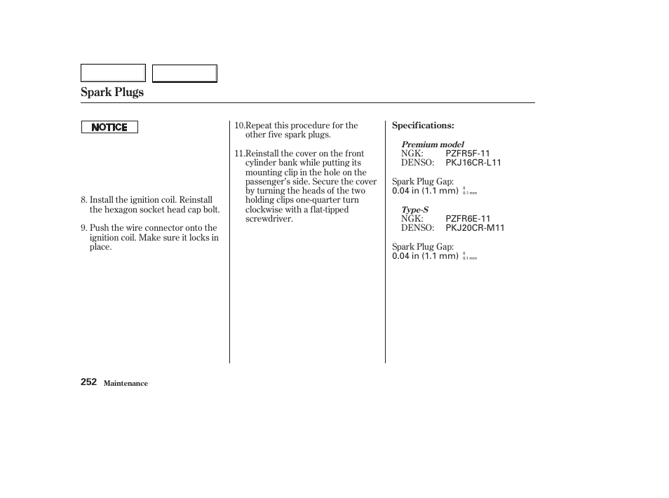 Spark plugs | Acura 2003 TL - Owner's Manual User Manual | Page 255 / 347