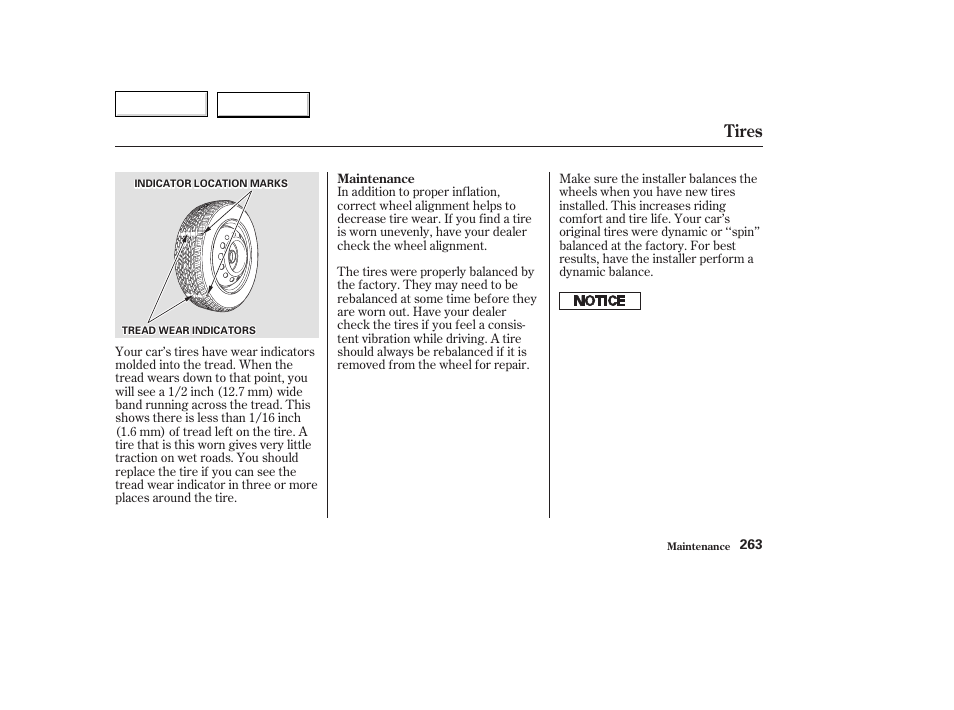 Tires | Acura 2003 TL - Owner's Manual User Manual | Page 266 / 347