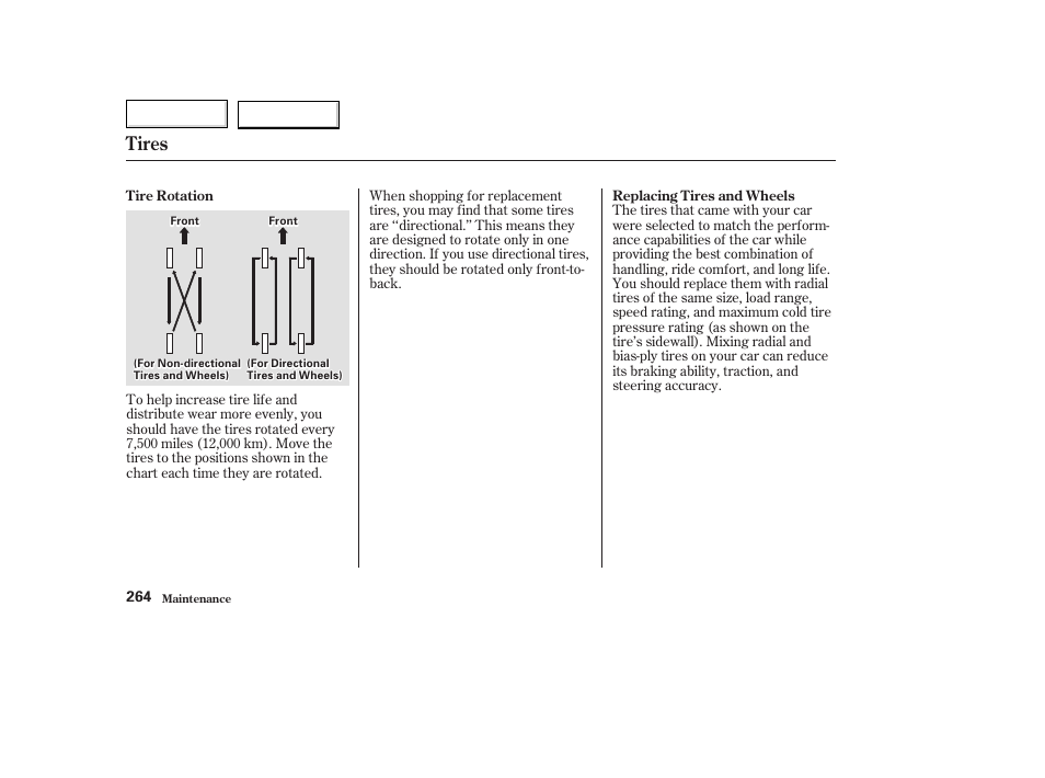 Tires | Acura 2003 TL - Owner's Manual User Manual | Page 267 / 347