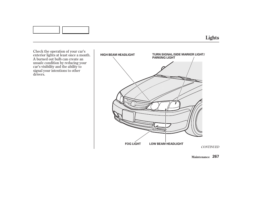 Lights | Acura 2003 TL - Owner's Manual User Manual | Page 270 / 347