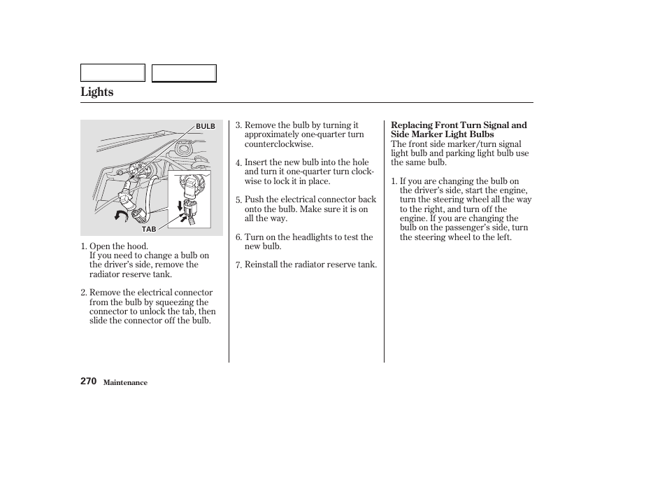 Lights | Acura 2003 TL - Owner's Manual User Manual | Page 273 / 347