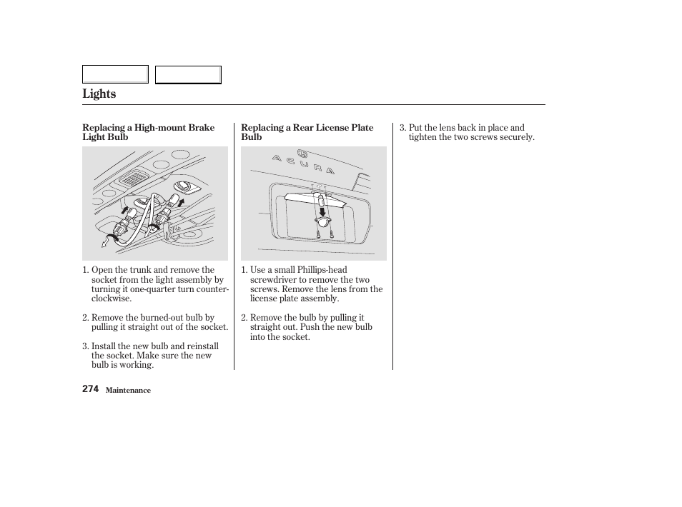 Lights | Acura 2003 TL - Owner's Manual User Manual | Page 277 / 347