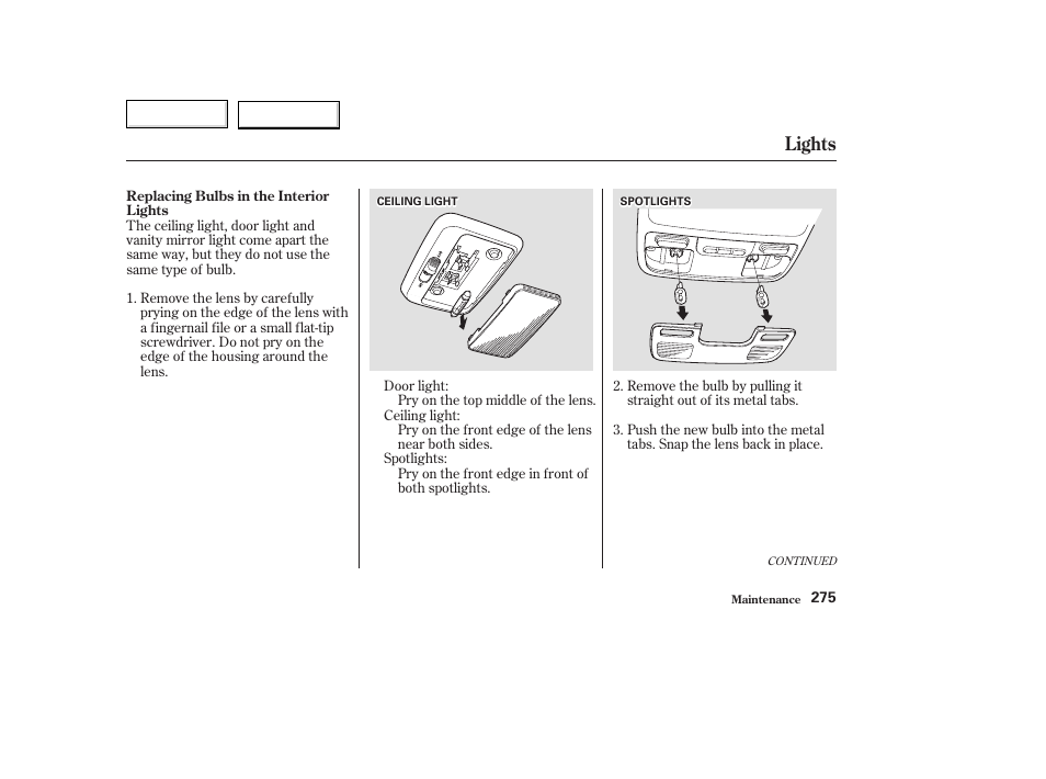 Lights | Acura 2003 TL - Owner's Manual User Manual | Page 278 / 347