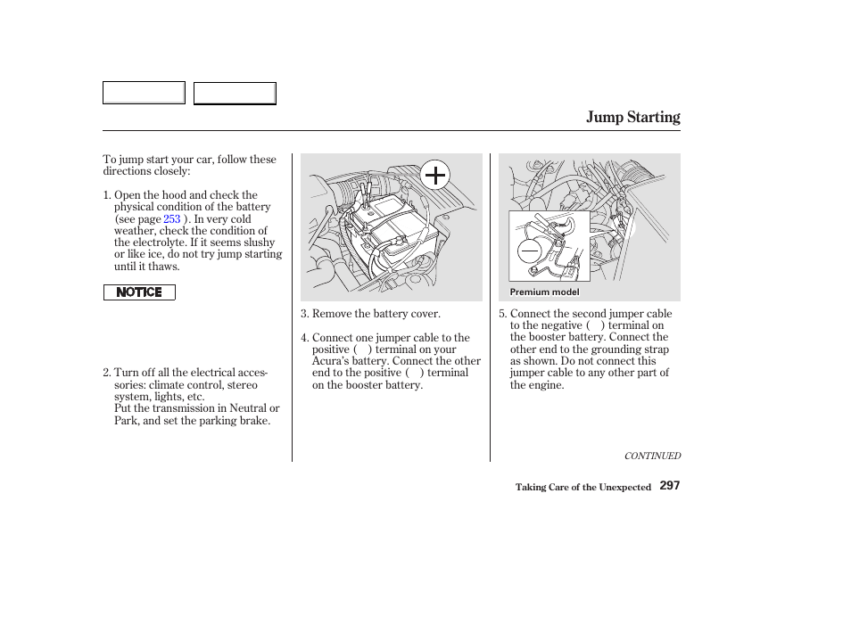 Jump starting | Acura 2003 TL - Owner's Manual User Manual | Page 300 / 347