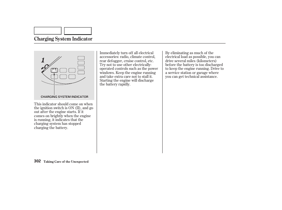 Charging system indicator | Acura 2003 TL - Owner's Manual User Manual | Page 305 / 347