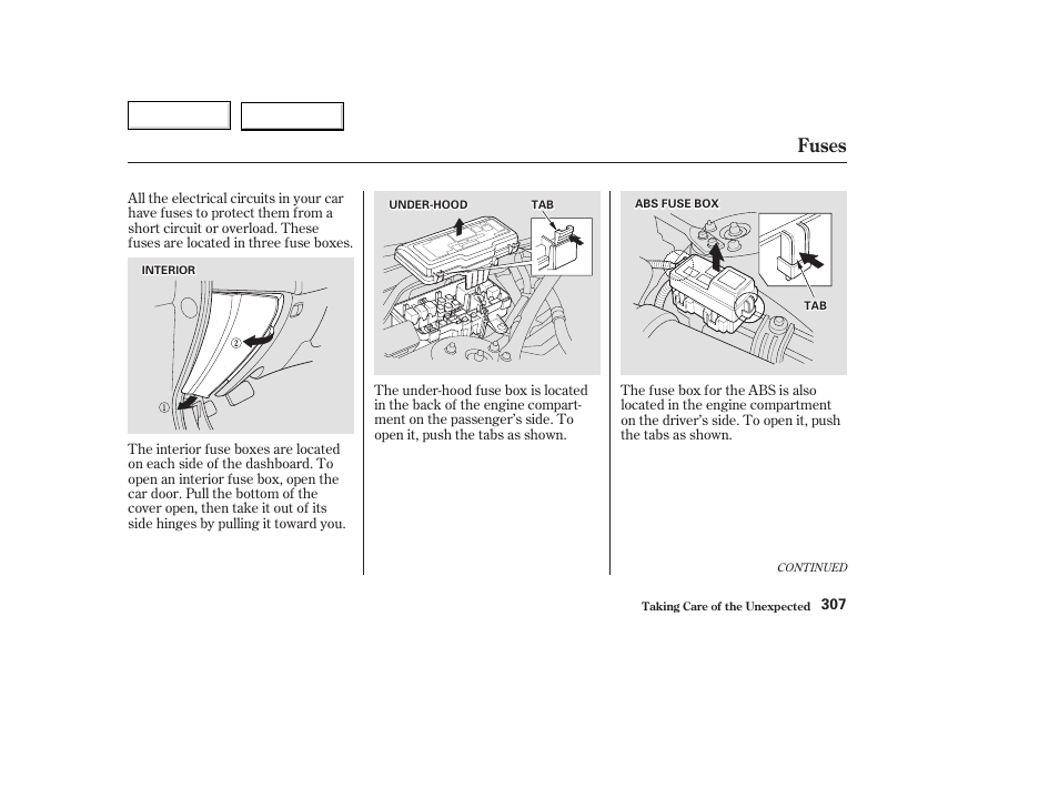 Fuses | Acura 2003 TL - Owner's Manual User Manual | Page 310 / 347