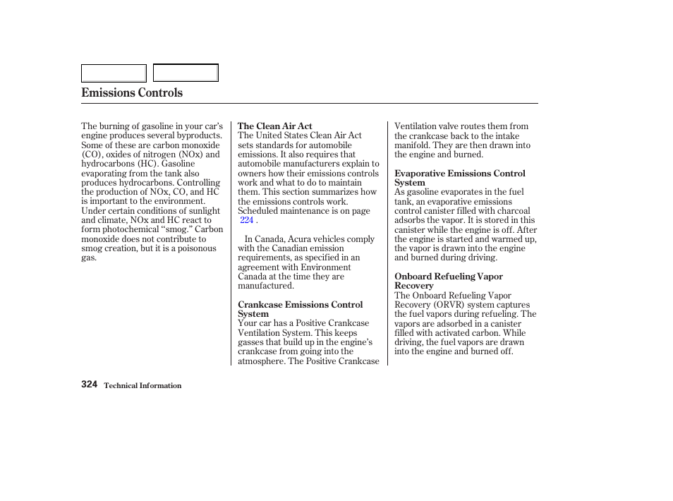 Emissions controls | Acura 2003 TL - Owner's Manual User Manual | Page 327 / 347